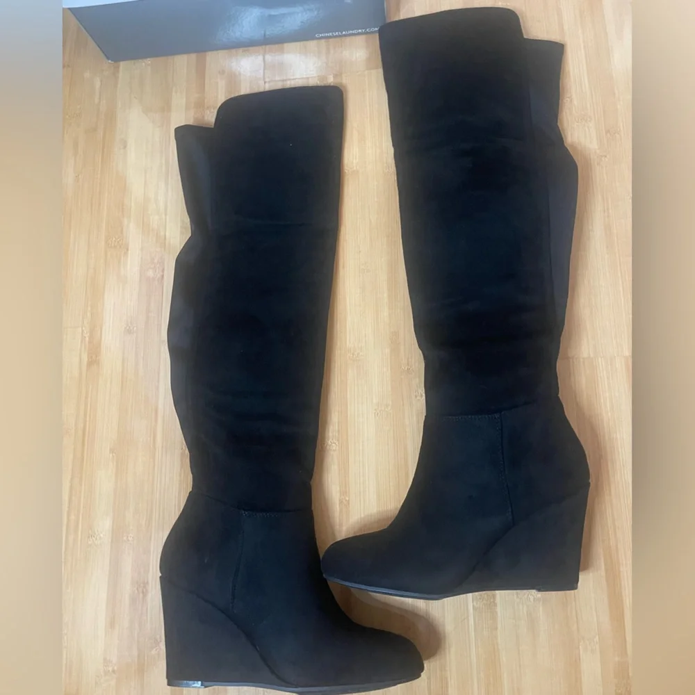 Chinese Laundry Black Over-the-Knee Boots‎